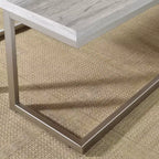 Tavolino David Grigio Driftwood/Metallo - Steve Silver Co.: Base in Ferro Peltro, Forma Quadrata, Montaggio Senza Attrezzi
