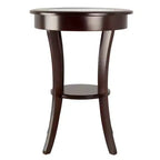 Tavolino rotondo Cassie con vetro - Cappuccino - Winsome: Gambe svasate, ripiano in legno composito, altezza 27"