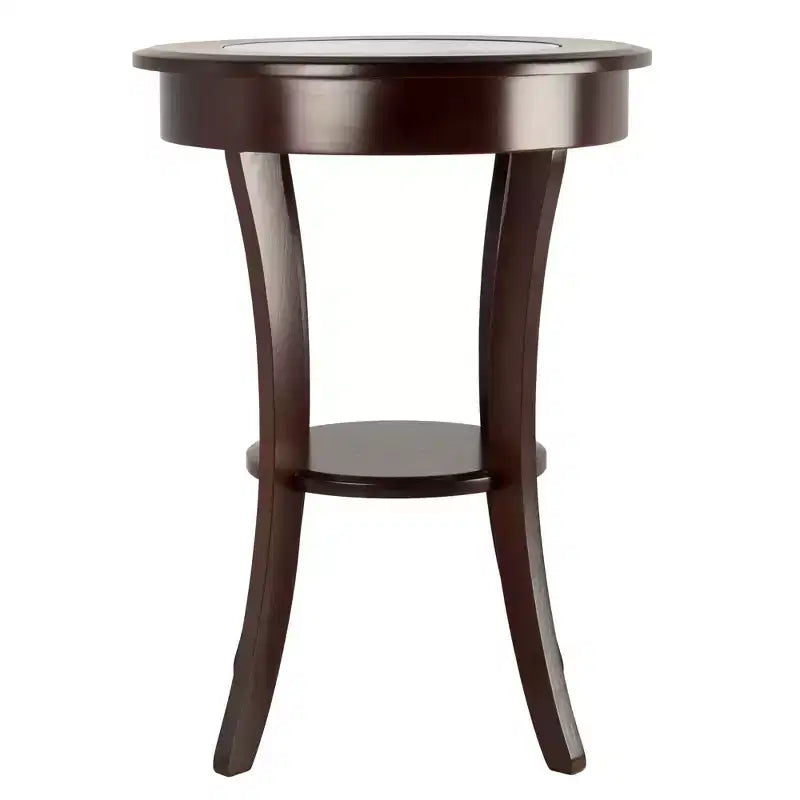 Tavolino rotondo Cassie con vetro - Cappuccino - Winsome: Gambe svasate, ripiano in legno composito, altezza 27"