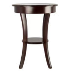 Tavolino rotondo Cassie con vetro - Cappuccino - Winsome: Gambe svasate, ripiano in legno composito, altezza 27"