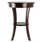 Tavolino rotondo Cassie con vetro - Cappuccino - Winsome: Gambe svasate, ripiano in legno composito, altezza 27"