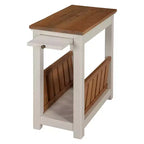 Tavolino contenitore/portariviste Savannah con ripiano estraibile, color avorio con piano in legno naturale - Alaterre Furniture