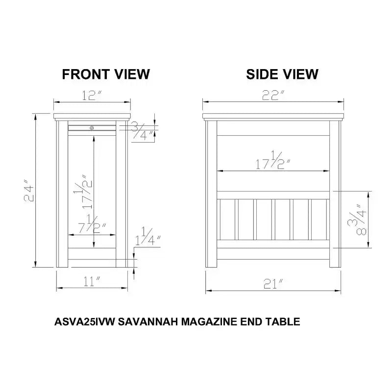 Tavolino contenitore/portariviste Savannah con ripiano estraibile, color avorio con piano in legno naturale - Alaterre Furniture