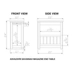 Tavolino contenitore/portariviste Savannah con ripiano estraibile, color avorio con piano in legno naturale - Alaterre Furniture