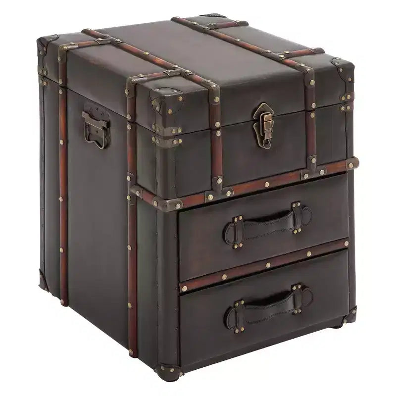 Tavolino a baule in legno e similpelle marrone espresso - Olivia & May: Nessun assemblaggio, 2 cassetti, Uso interno