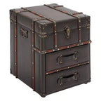 Tavolino a baule in legno e similpelle marrone espresso - Olivia & May: Nessun assemblaggio, 2 cassetti, Uso interno