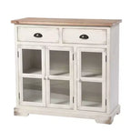 Mobile credenza 3 ante/2 cassetti Shabby Chic con vetrina Bianco Antico/Naturale - StyleCraft: Stile rustico, Ripiano fisso, Composito di legno