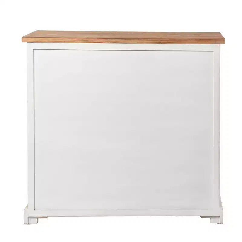 Mobile credenza 3 ante/2 cassetti Shabby Chic con vetrina Bianco Antico/Naturale - StyleCraft: Stile rustico, Ripiano fisso, Composito di legno