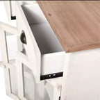 Mobile credenza 3 ante/2 cassetti Shabby Chic con vetrina Bianco Antico/Naturale - StyleCraft: Stile rustico, Ripiano fisso, Composito di legno