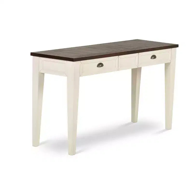 Console Cayla rustica in rovere scuro/bianco - Steve Silver Co.: Struttura in legno massello, impiallacciatura in mango, cassetti contenitore