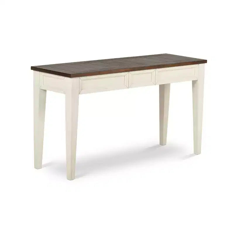 Console Cayla rustica in rovere scuro/bianco - Steve Silver Co.: Struttura in legno massello, impiallacciatura in mango, cassetti contenitore