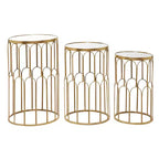 Set of 3 Glam Mirrored Accent Tables Gold - Olivia & May: No Assembly, Indoor Use, Luxury Style