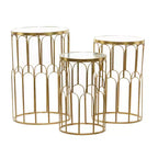 Set di 3 Tavolini d'Appoggio Specchiati Glam Oro - Olivia & May: Nessun Montaggio, Uso Interno, Stile Lussuoso
