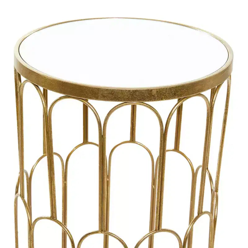 Set di 3 Tavolini d'Appoggio Specchiati Glam Oro - Olivia & May: Nessun Montaggio, Uso Interno, Stile Lussuoso