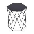 Adore Decor Element Geometric Side Table Midnight Black: Hexagonal, Iron Frame, No Assembly Required