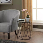 Adore Decor Element Tavolino Geometrico Nero Notte: Esagonale, Struttura in Ferro, Nessun Montaggio Richiesto