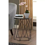 Adore Decor Element Tavolino Geometrico Nero Notte: Esagonale, Struttura in Ferro, Nessun Montaggio Richiesto