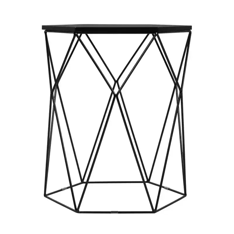 Adore Decor Element Tavolino Geometrico Nero Notte: Esagonale, Struttura in Ferro, Nessun Montaggio Richiesto