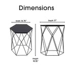 Adore Decor Element Tavolino Geometrico Nero Notte: Esagonale, Struttura in Ferro, Nessun Montaggio Richiesto