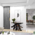 Consolle contemporanea in legno di Teak color Oro - Olivia & May: Tavolo robusto per ingresso, Nessun assemblaggio richiesto