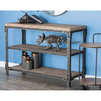 Consolle rustica a 3 ripiani Olivia & May, marrone: stile industriale, ripiani fissi, struttura in legno, mobile contenitore per ingresso