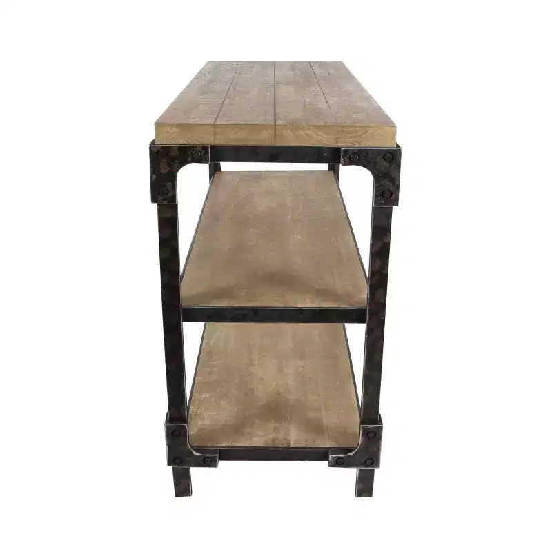 Consolle rustica a 3 ripiani Olivia & May, marrone: stile industriale, ripiani fissi, struttura in legno, mobile contenitore per ingresso