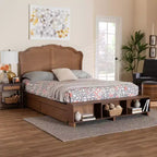 Baxton Studio King Latrell Letto Contenitore in Legno e Rattan Marrone Noce