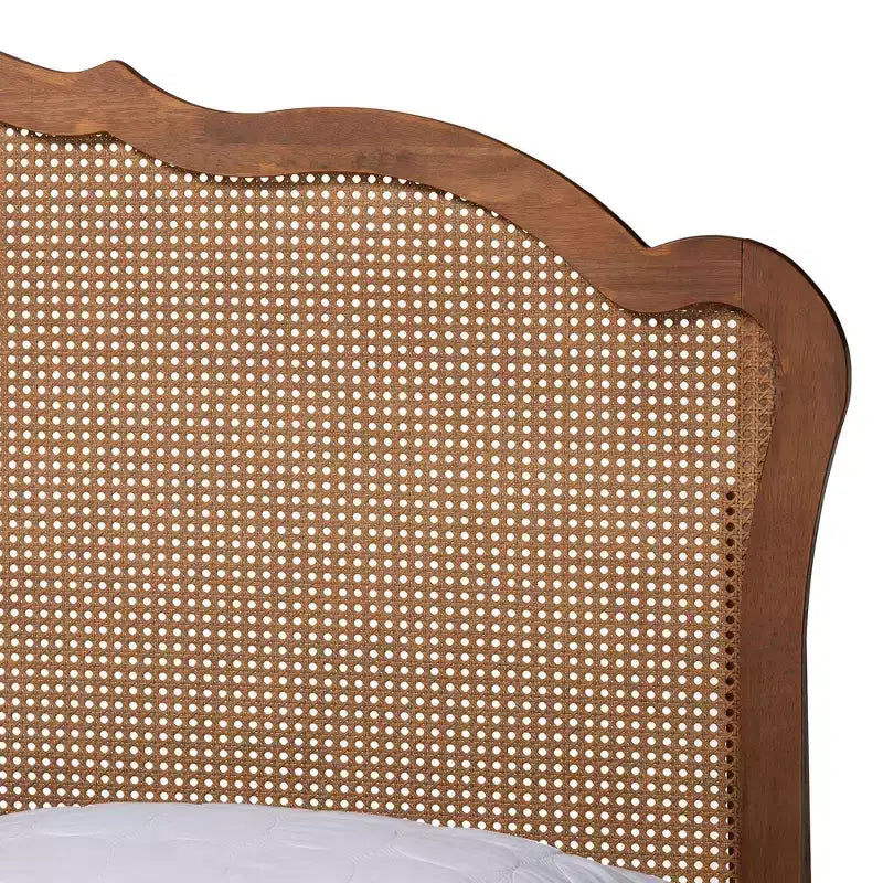 Baxton Studio King Latrell Letto Contenitore in Legno e Rattan Marrone Noce