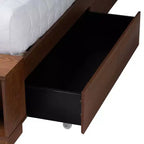 Baxton Studio King Latrell Letto Contenitore in Legno e Rattan Marrone Noce