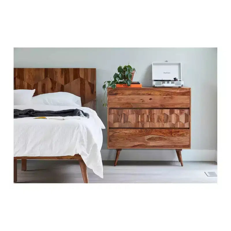 Letto Queen Armand Marrone - Alder Bay: Stile Mid-Century, Design a Piattaforma, Testiera in Legno, Nessuna Rete a Molle Necessaria