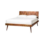 Letto Queen Armand Marrone - Alder Bay: Stile Mid-Century, Design a Piattaforma, Testiera in Legno, Nessuna Rete a Molle Necessaria