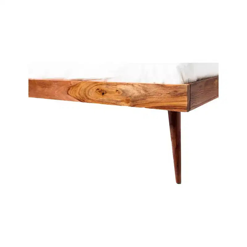 Letto Queen Armand Marrone - Alder Bay: Stile Mid-Century, Design a Piattaforma, Testiera in Legno, Nessuna Rete a Molle Necessaria