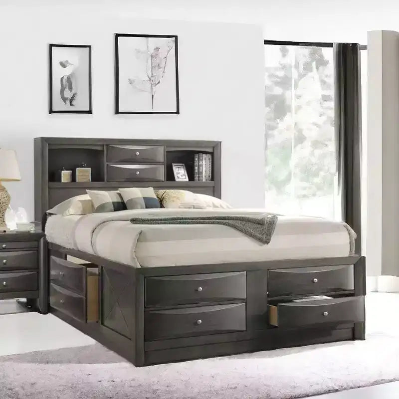 Letto Queen Acme Furniture 91" Ireland, finitura rovere grigio