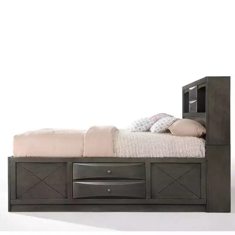 Letto Queen Acme Furniture 91" Ireland, finitura rovere grigio