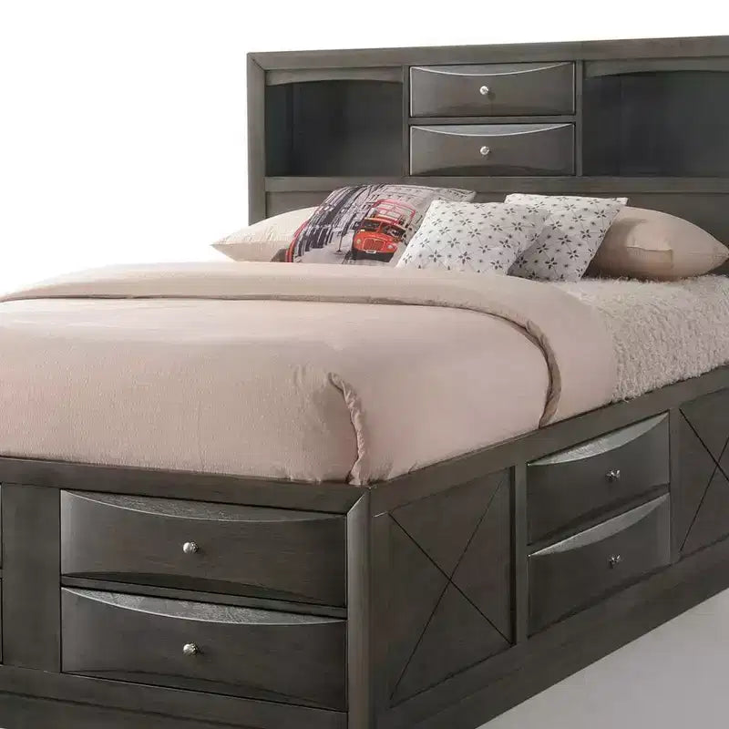 Letto Queen Acme Furniture 91" Ireland, finitura rovere grigio