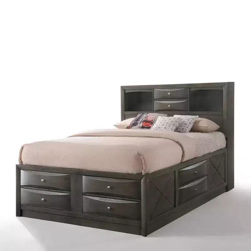 Letto Queen Acme Furniture 91" Ireland, finitura rovere grigio