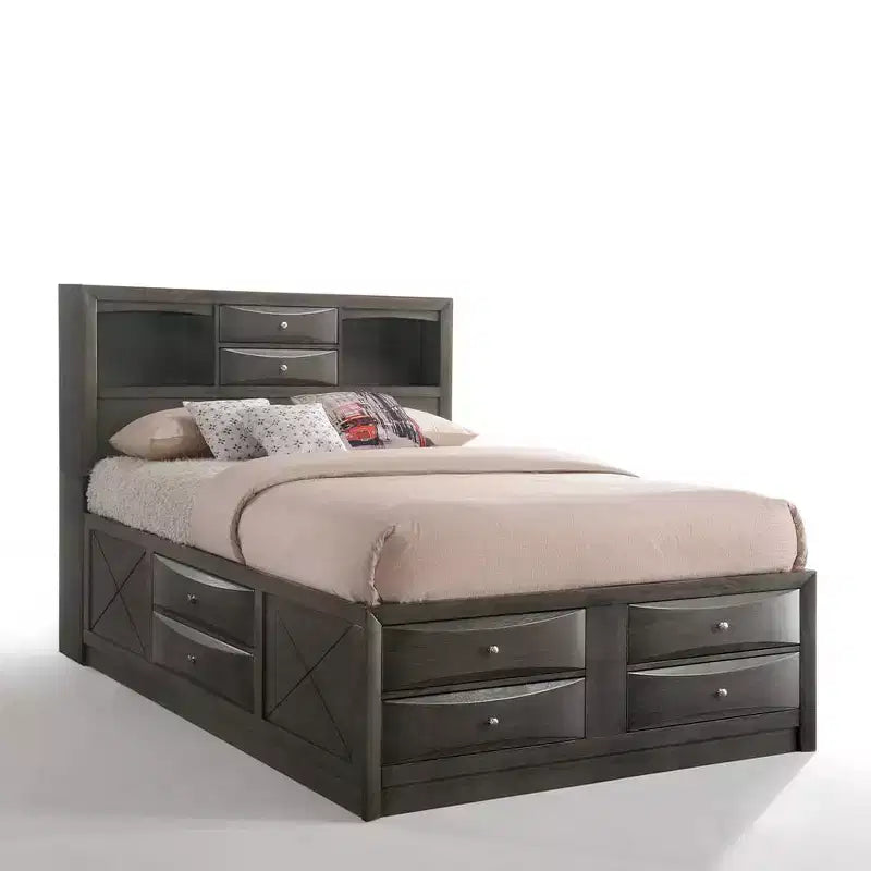 Letto Queen Acme Furniture 91" Ireland, finitura rovere grigio