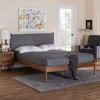 Baxton Studio Estela Letto a piattaforma in tessuto intrecciato e legno, queen size, grigio/marrone noce