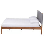 Baxton Studio Estela Letto a piattaforma in tessuto intrecciato e legno, queen size, grigio/marrone noce