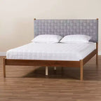 Baxton Studio Estela Letto a piattaforma in tessuto intrecciato e legno, queen size, grigio/marrone noce