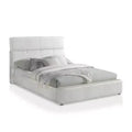 Queen Tioga Faux Leather Upholstered Bed White - miBasics: Modern Glossy Platform, Solid Wood Frame, 1000 lb Capacity