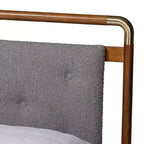 Baxton Studio Letto a piattaforma Edwina in tessuto bouclé e legno, formato queen size, grigio chiaro/marrone noce