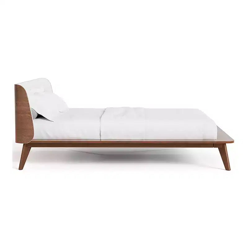 HOMES: Inside + Out Testiera Curva Bassa in Tessuto Bouclé Stile Mid-Century Modern Riverstone in Noce