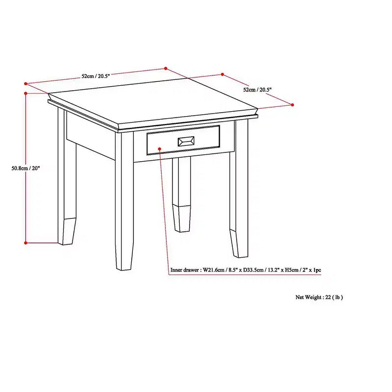 Tavolino in legno massello Stratford - Wyndenhall