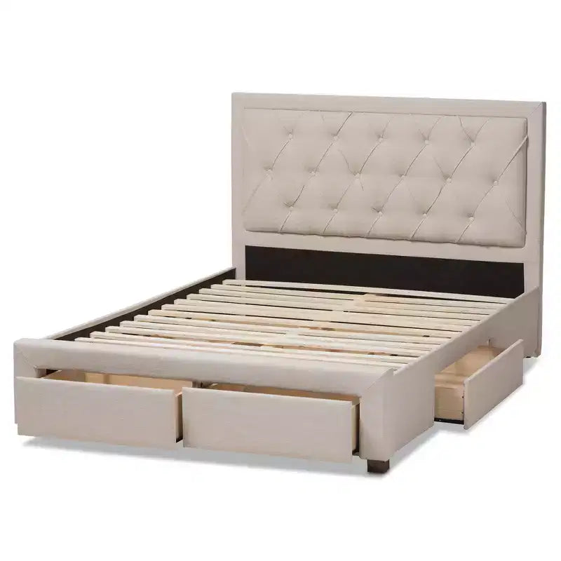 Baxton Studio Aurelie Letto Moderno e Contemporaneo Imbottito in Tessuto con Contenitore