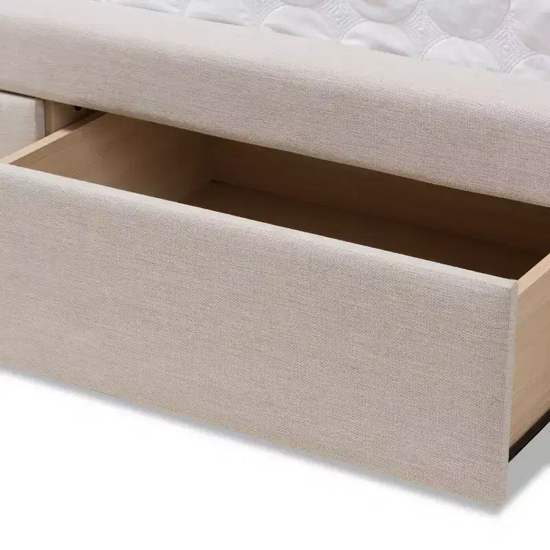 Baxton Studio Aurelie Letto Moderno e Contemporaneo Imbottito in Tessuto con Contenitore