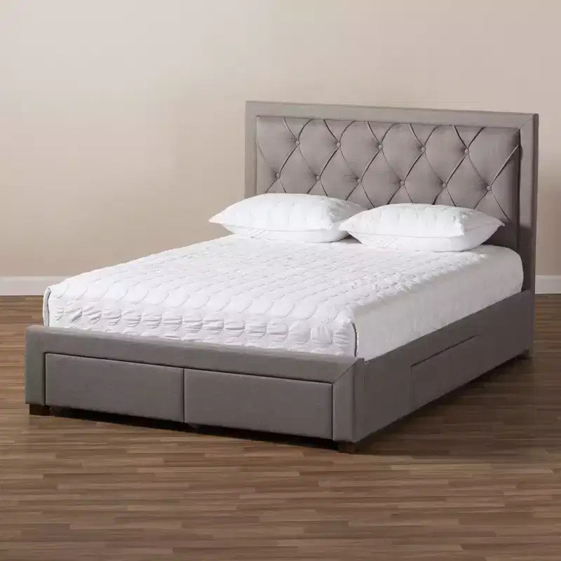 Baxton Studio Aurelie Letto Moderno e Contemporaneo Imbottito in Tessuto con Contenitore