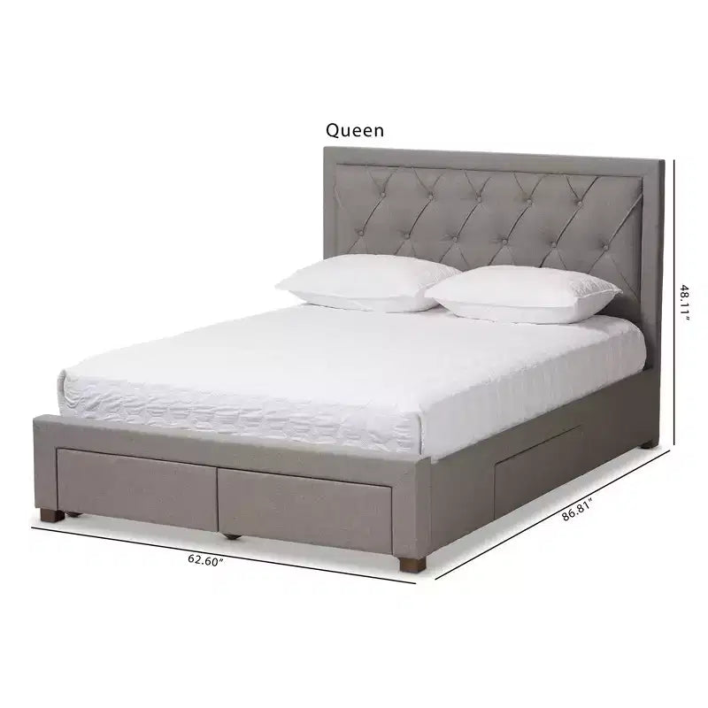 Baxton Studio Aurelie Letto Moderno e Contemporaneo Imbottito in Tessuto con Contenitore