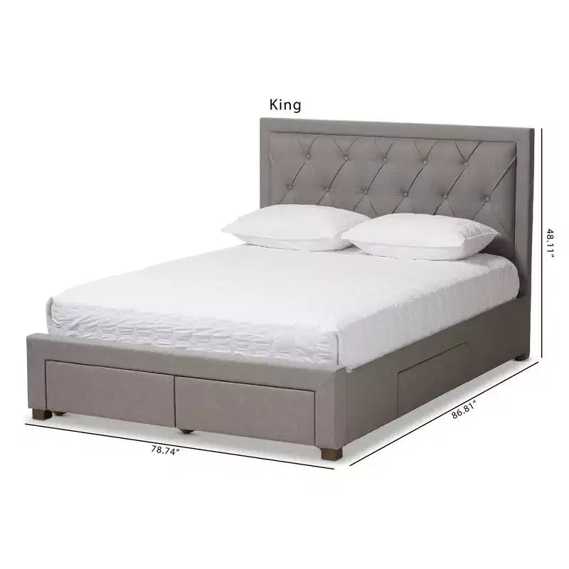 Baxton Studio Aurelie Letto Moderno e Contemporaneo Imbottito in Tessuto con Contenitore