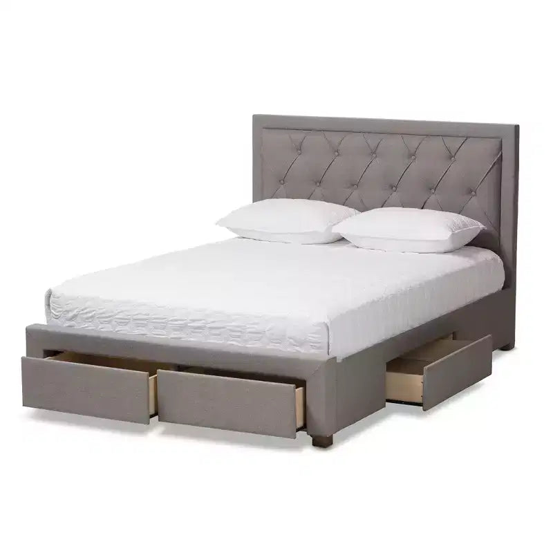 Baxton Studio Aurelie Letto Moderno e Contemporaneo Imbottito in Tessuto con Contenitore